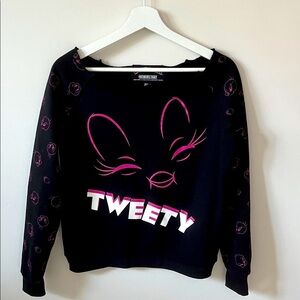 Black Tweety Sweatshirt with Pink Accents